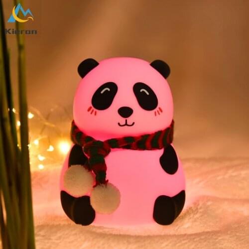 Rechargeable Panda Baby Led Night Light Bedroom Bedside Eye Protection Night Lamp Cartoon Romantic Gift Anime Decor Night Lamps