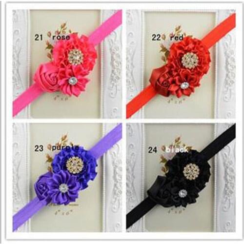 24Colors Chirstmas Gifts Cloth Flower and pearl Bowknot Baby Girls Headbands Elastic Hair Bands Infant Kids Headbands Bow Band