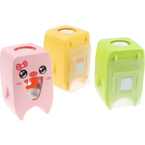 Practical Strong Suction Sucker Bathroom Household Toothbrush Holder Children Automatic Toothpaste Dispenser Funny Cartoon Style