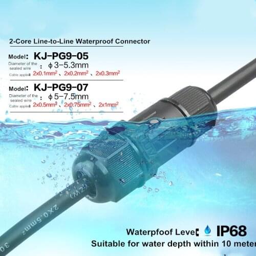 2PCS 2P Waterproof Connector Wire Quick Pressing Intermediate Connector Line to Line Electrical Wire Terminal Cable Connector