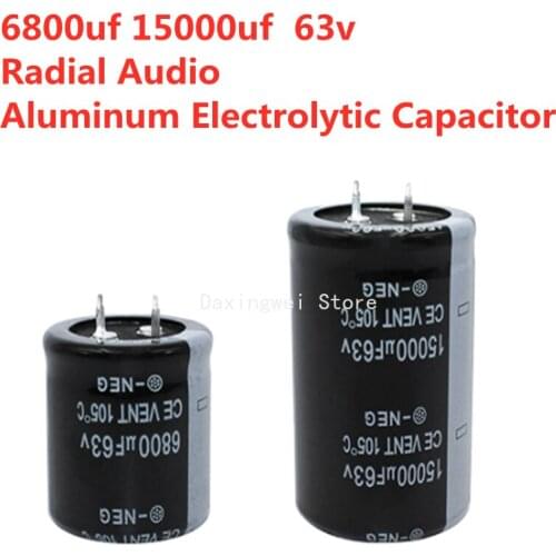 2PCS/Lot 6800uf 15000uf 63v Radial Audio Aluminum Electrolytic Capacitor