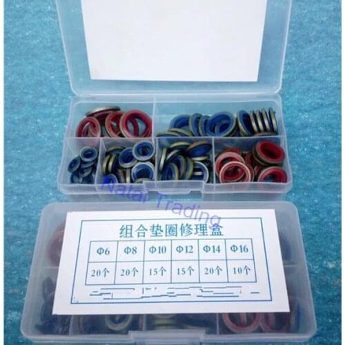 Rubber pad sealing ring oil pipe pad for car repair, 100 pcs rubber gasket adjusting shims of common rail repair tool repair box