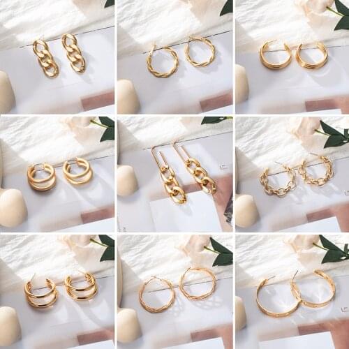 2021 New Statement Fashion Stainless Steel Earrings Chain Pendant Gold Earrings For Women Jewelry Punk Retro Hot Selling Jewelry