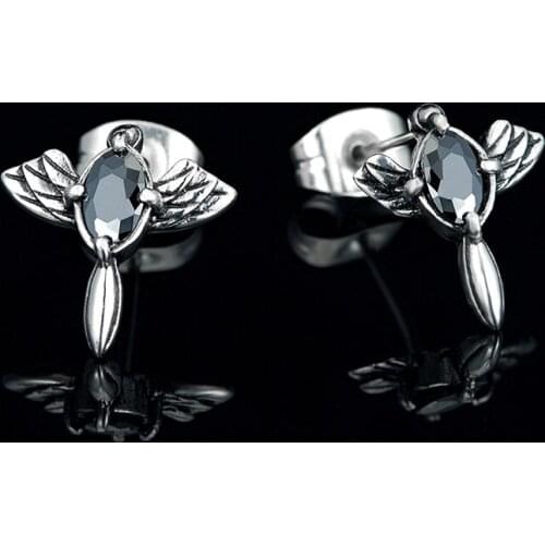 Hot Trend Angel Wings Ear studs Fashion Ear Jewelry 2021 Womens Men‘s Stainless steel Punk Hip hop rock Earrings for teens gift