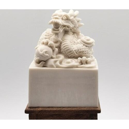 Chinese Dragon Sculpture Concrete Ornament Silicone Mold Diy Dragon Model Cement Plaster Ornament