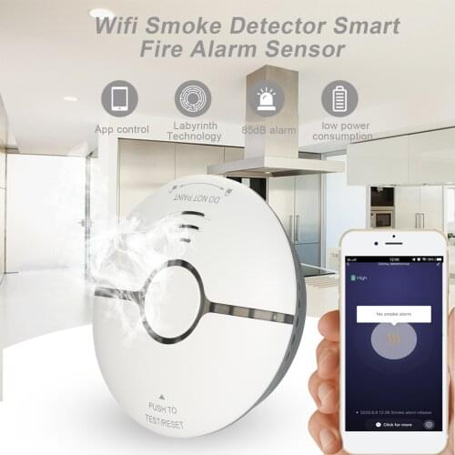 Wifi Smoke Detector Smart Fire Alarm Sensor Security System Smart Life Tuya APP Control Smart Home Kitchen/Store/Hotel/Factory