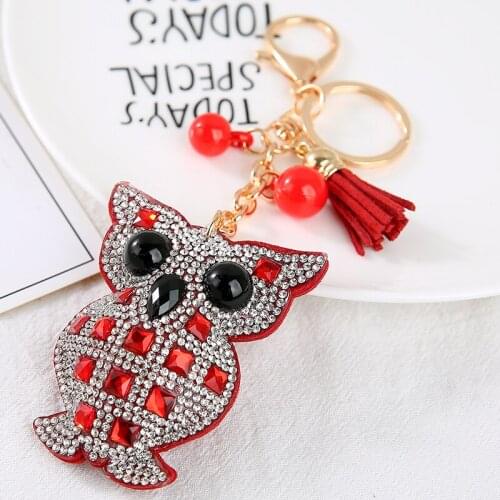 Owl Crystal Glass Heart HandBag Keychains Stylish Purse Bag Buckle Pendant For Car Keyrings key chains holder women