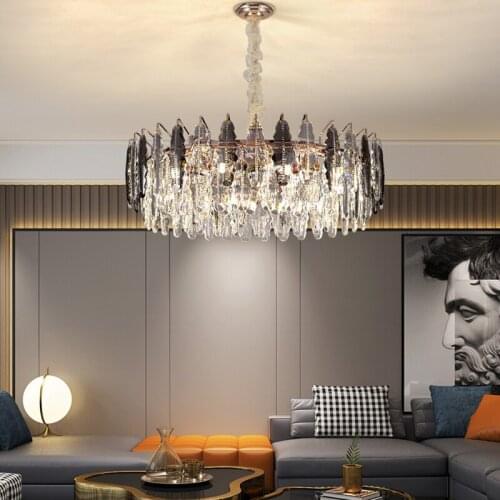 Modern K9 Crystal Led Pendant Light Black Metal Pendant Lamp Indoor Lighting Home Living Room Decoration Hanging Light Fixture