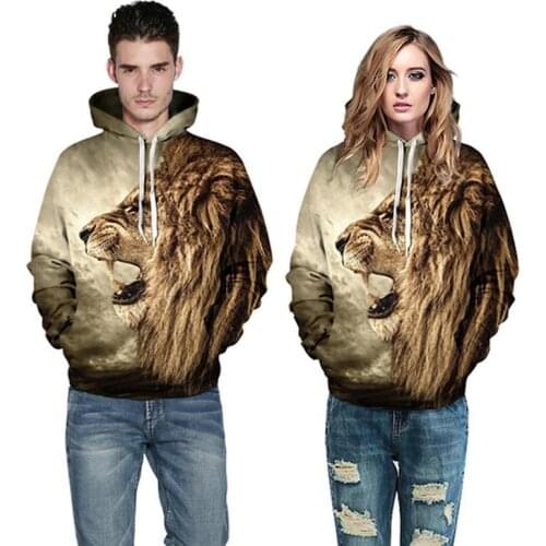Autumn Winter Lion Tiger 3D Print Sweatshirts Men/Women Casual Hoodies Unisex Long-sleeved Hooded Sweatshirt