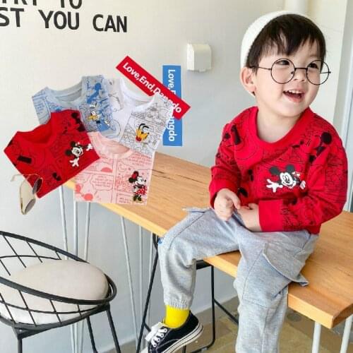 Cartoon Boys and Girls Baby Print Tops Childrens Clothing Children Out All-match Round Neck Pullover Childrens Sweater