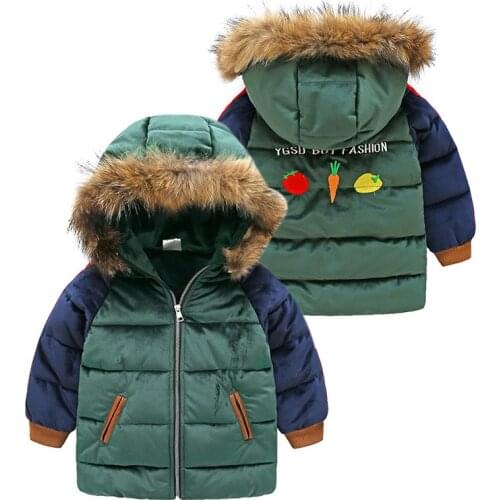 Boys Outwear Coat 2019 Cold Winter 3-10 11 12 Years Cotton Padded Cartoon Thickening Handsome Kids Baby Boys Hooded Jacket