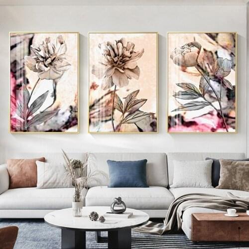 Vintage Floral Posters Abstract Fade Flower Canvas Paintings Flower Branch Wall Art Prints Pictures for Living Room Home Decor