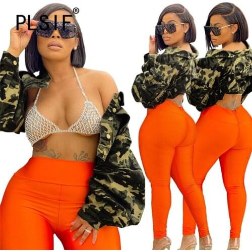 Women Autumn Winter Coats Camouflage Print Sexy Long Sleeve Jacket Ladies Slim Sexy Tops
