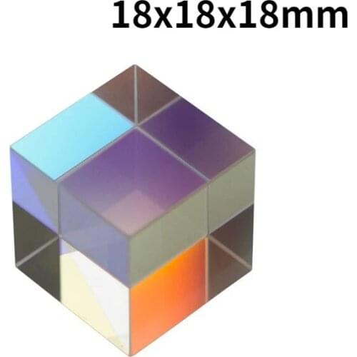 1PCS Optical Glass Cube Defective Cross Dichroic Prism Mirror Combiner Splitter Decor Transparent Module Toy 18x18x18mm