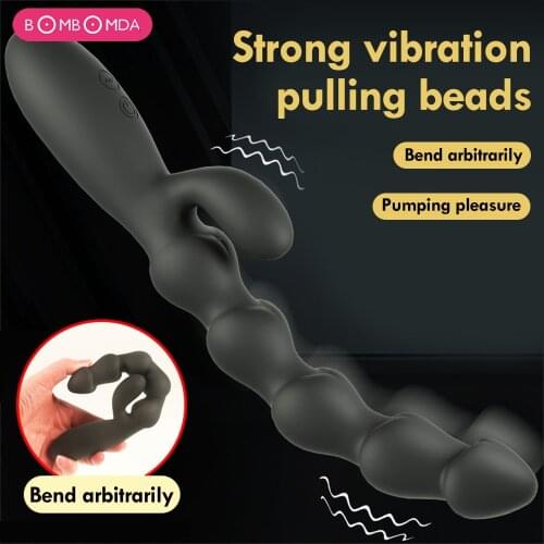 10 Speed Anal Vibrator Anal Beads Prostate Massage Dual Motor Butt Plug Stimulator USB Charge Vibrators Sex Toys For Men Women