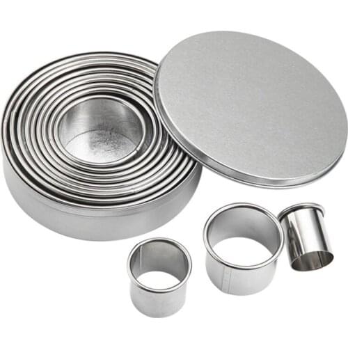 12Pcs Round Shape Cookie Molds Stainless Steel Mousse Cake Ring Baking Mould Biscuit Donuts Cutter Cake Decorating Tools