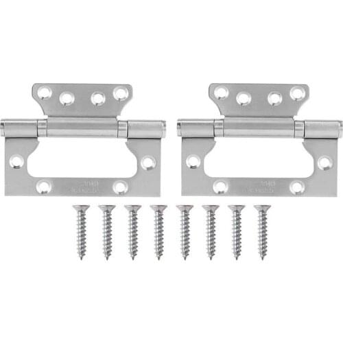 2Pcs Brushed Stainless Steel Thickened Door Hinge Home Furniture Drawer Cabinet Wardrobe Cloest Flat Open Hinge Door Connector