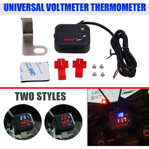 Motorcycle Voltmeter Indicator Temperature Voltage Display With USB Charge For KOSO YAMAHA HONDA KAWASAKI DUCATI KTM