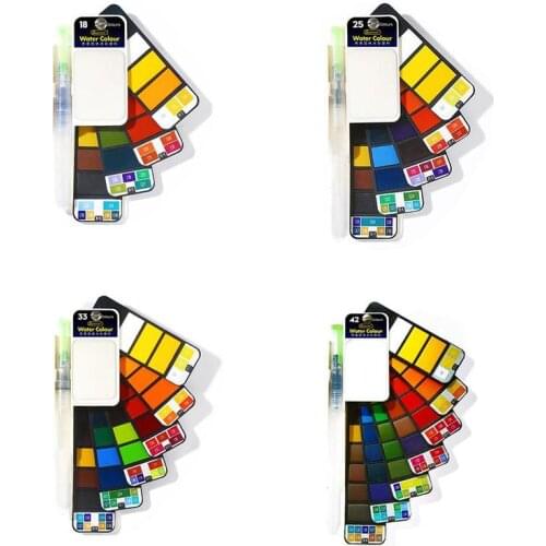 Watercolor Paint Set With Water Brush Pen Foldable Travel Water Color Pigment Watercolor Palette Set Colors Foldable Paint