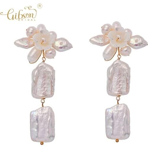 Baroque Statement Jewelry Shell Freshwater Pearl Accessories Bridal Drop Earring Dangle Wedding Earrings For Women Party