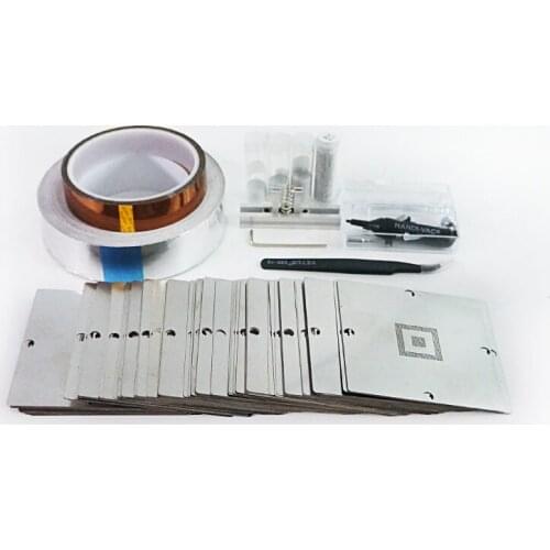 BGA stencils 90MM 341PCS set 90MM reballing jig silvery Leaded solder ball Vacuum pen HANDI-VAC ESD tweezers ESD-15