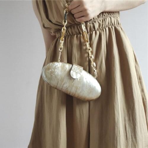 【wonder lamar】fashion trending chunky design beads chain acrylic transparent makeup plastic clutch bag