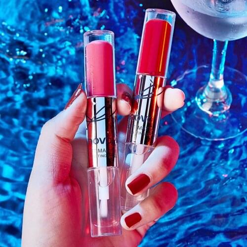 Double-headed Velvet Soft Matte Lip Glaze Jelly Lip Makeup Raincoat Waterproof Long Lasting Silky Touch Moisturizing Lip Gloss