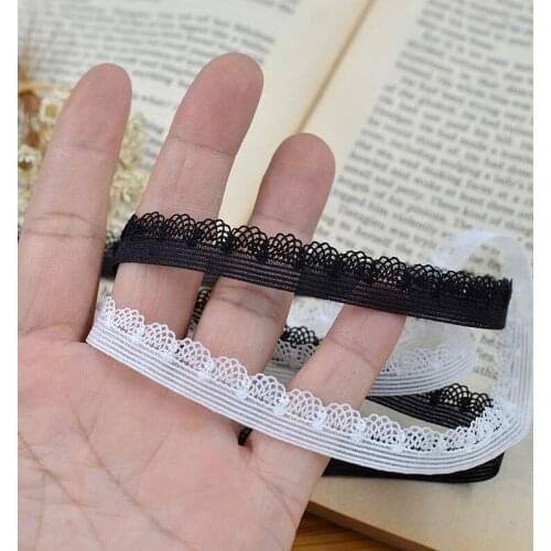 Free Shipment 3 Meters White Black Elastic Beautiful Lace Trim Fabric Lace Ribbon DIY for Underwear Bra Patchwork