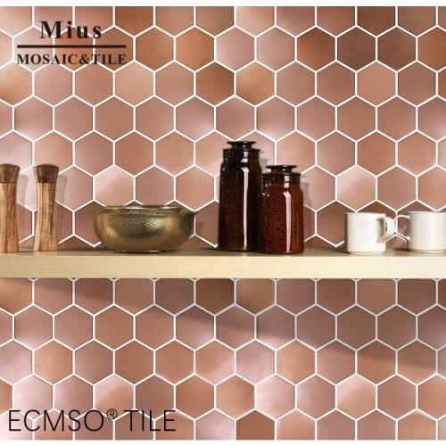 Europe style rose gold cheap price hexagonal stainless steel mosaic tile DIY wallpaper for home decoration