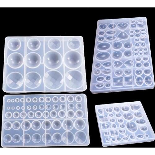 Geometry Mold in Various Shapes UV epoxy Resin Jewelry DIY Assorted Heart Oval Square Teardrop Round Dome Cabochon Silicone Mold