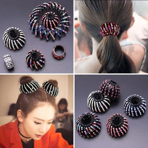 H:HYDE Fashion Women Bun Crystal Hair Claw Bird Nest Horsetail Buckle Female Ponytail Hair Clip Headwear Hair Accessories
