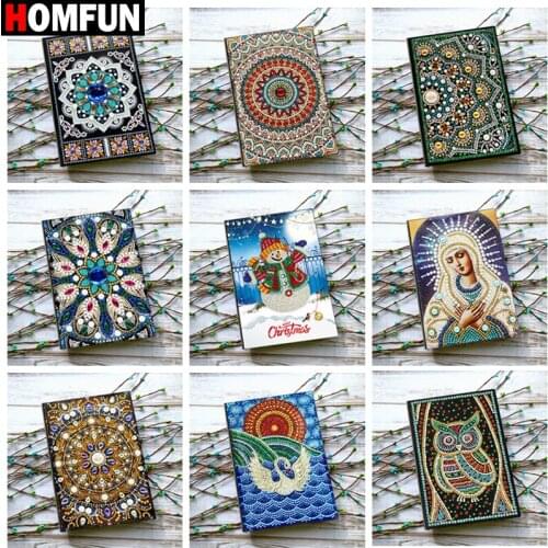 HOMFUN A5 Notebooks 5D DIY Diamond Painting Special Shape Diary Book Diamond Embroidery Cross Stitch Rhinestones Decor Gift