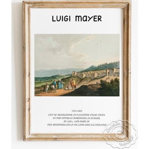 Luigi Mayer Exhibition Museum Art Prints Poster, Bethlehem City Landscape Canvas Painting, Vintage Scenery Wall Art Home Decor