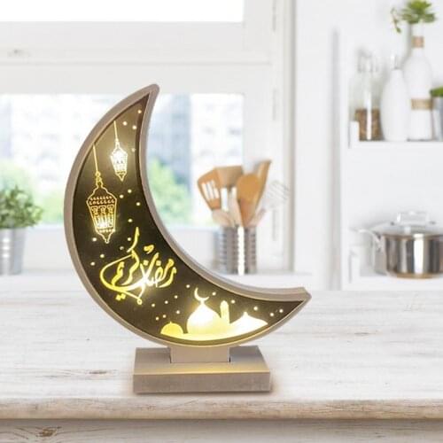 EID Wooden Pendant Led Night Lights Eid Mubarak Ramadan Decoration Lamp For Home Islamic Muslim Party Ramadan And Eid Decor