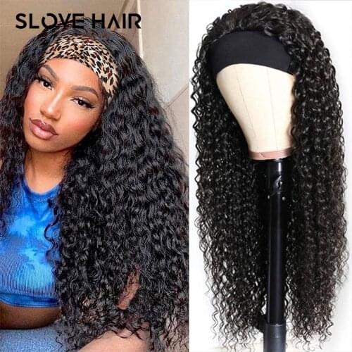 Headband Wig Human Hair Curly Brazilian No Glue Ombre Headband Human Hair Wig For Black Women Remy 150% Density Slove Hair
