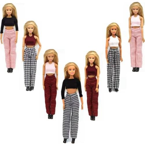 Houndstooth Plaid High Waist Pants 11.5" Doll Trousers for Barbie Clothes Princess Outfit 1/6 BJD Accessories Kids Toy Best Gift