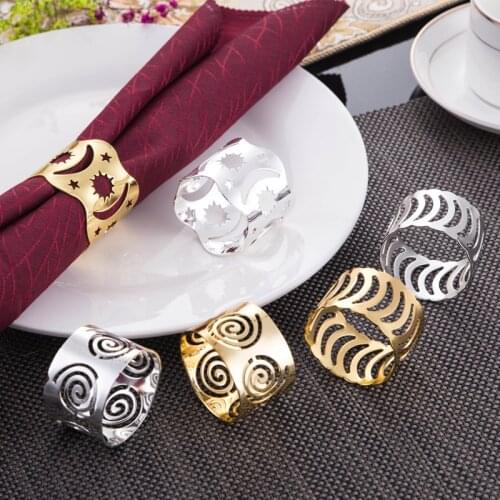 Metal Alloy Napkin Rings Gold And Silver Color For Table Decoration Table Napkin Rings Wholesale Metal Shiny Colour