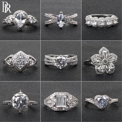Bague Ringen Silver 925 Jewelry AAA Zircon Ring for Women Charms Rings 20-style choice Trendy Female Party Size6-10 Wholesale