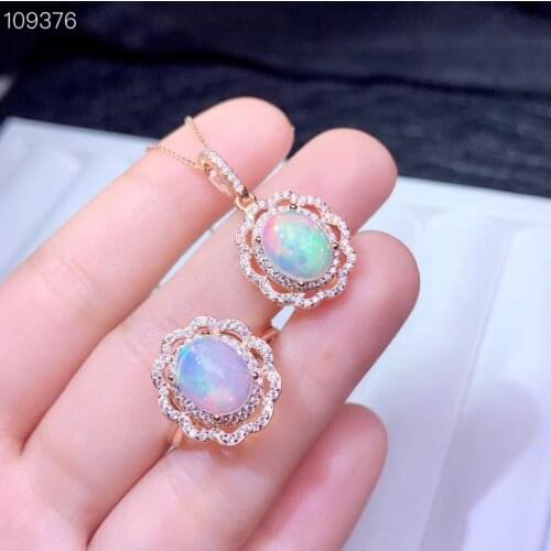 Natural Opal Set, 925 Sterling Silver, Shipping, Beautiful Fire Change, Exquisite Ring Necklace