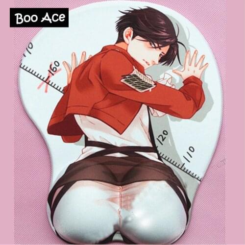 Anime Mousepad Cartoon Top Attack on titan Levi Wrist Rest Big soft Breast 3D Gaming Mouse Pad Height 3.2cm/1.26" free shipping