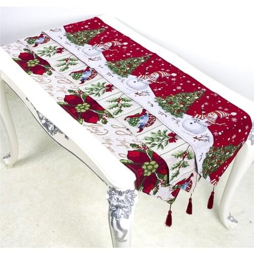 Creative Linen Print Christmas Table Runner Christmas Table Flag Christmas TableCloth Decoration Supplies