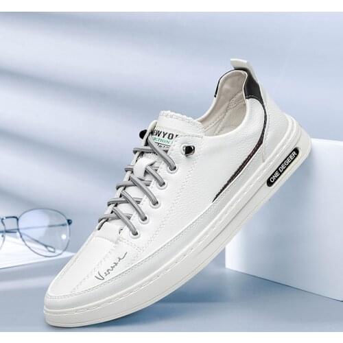 New Luxury Genuine Leather Mens Casual Shoes Flat Lace Up Outdoor Mens Sneakers Shoes Male Leisure Shoes For Man