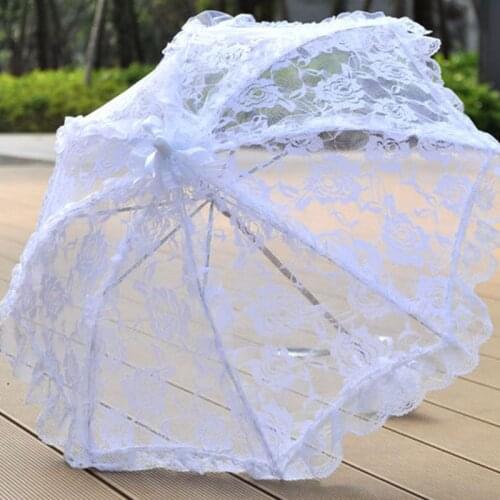 Bridal Lace Hollow Umbrella Wedding Decoration Photo Props Rose Long Handle Umbrellas umbrellas