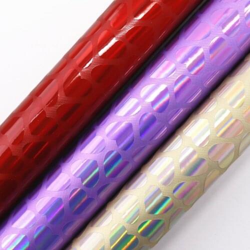 A4 Sheet 30x21cm Holographic Love Hearts Faux Leather Synthetic Leather Fabric For Gift Boxes Crafts DIY H0246