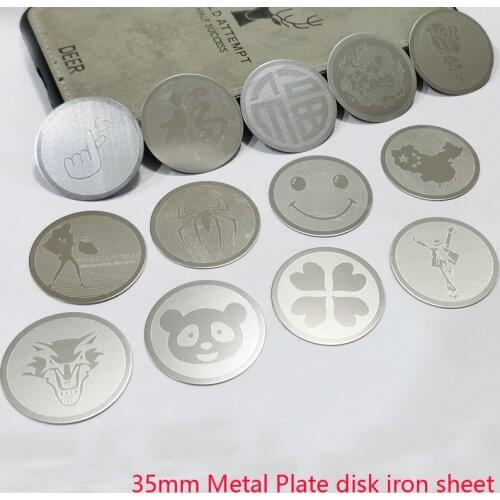 50pcs/lot 35mm Laser pattern Metal Plate disk iron sheet for Magnet Mobile Phone Holder iron Plate Sticker For Car Phone Holder