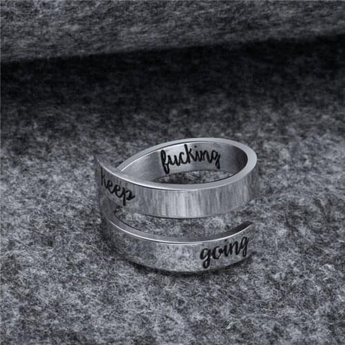 Fashion Double Winding Rings Adjustable Finger Rings For Men Women Keep Going Lettering Engraved Amulet Couple Ring Jewelry
