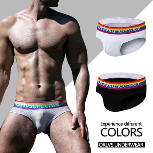 ORLVS Mens Underwear Men Sexy Briefs Jockstrap Pouch Cuecas Man Cotton Panties Thongs Mesh Underpants Gay Slip Homme Srting