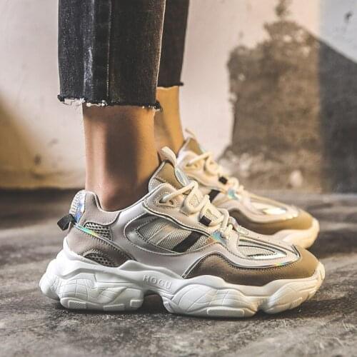 2020 New Cushion Damping Men Casual Vulcanize Shoes Mesh Male Flats Shoes White Dad Sneakers Black Outdoor Walking Men N10-08