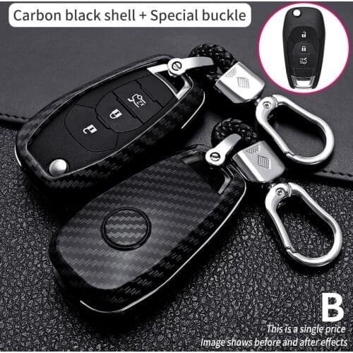 New Folding Car Key Covers Case Fob Shell For chevrolet Spark Sonic Camaro Volt Bolt Trax Malibu Cruze Car-styling Carbon fiber