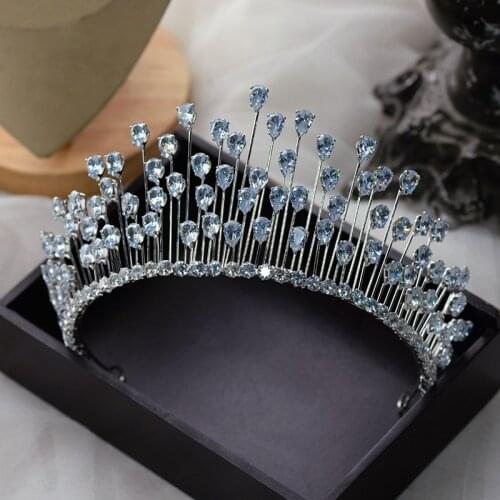 Baroque Full CZ Zircon Crystal Brides Tiaras Crowns Headpieces Bridal Hairbands Wedding Hair Accessory